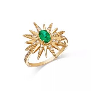 Gold and Emerald Sunburst Ring